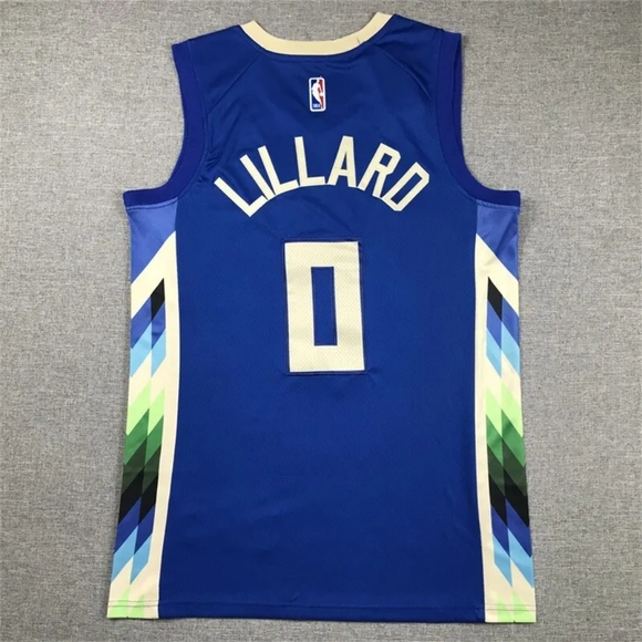 Nike New w/ Tags Damian Lillard Milwaukee Bucks Hypercolor Jersey Blue - Picture 4 of 7